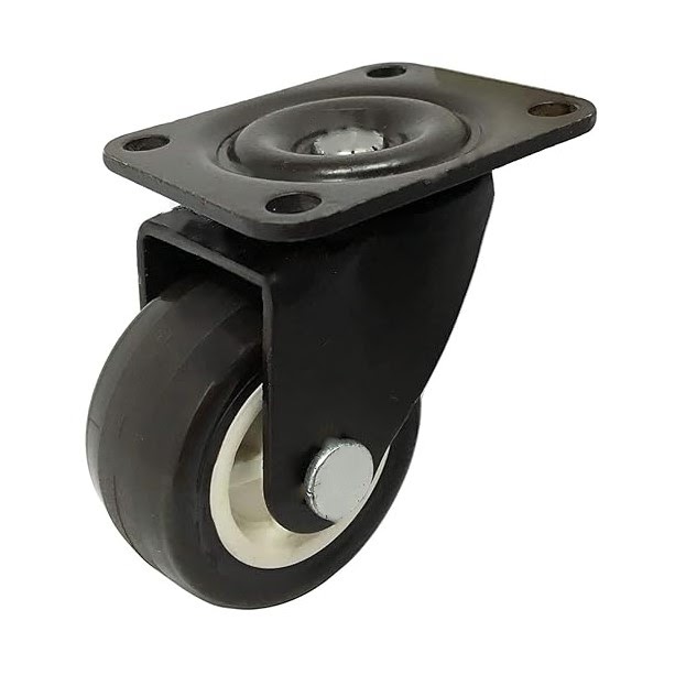 Industrial PU Caster Wheel (Model 027) – Heavy Duty Plate Mount, Silent & Scratch-Free Polyurethane, 1.5''/2'' Sizes, for Trolleys, Carts & Equipment
